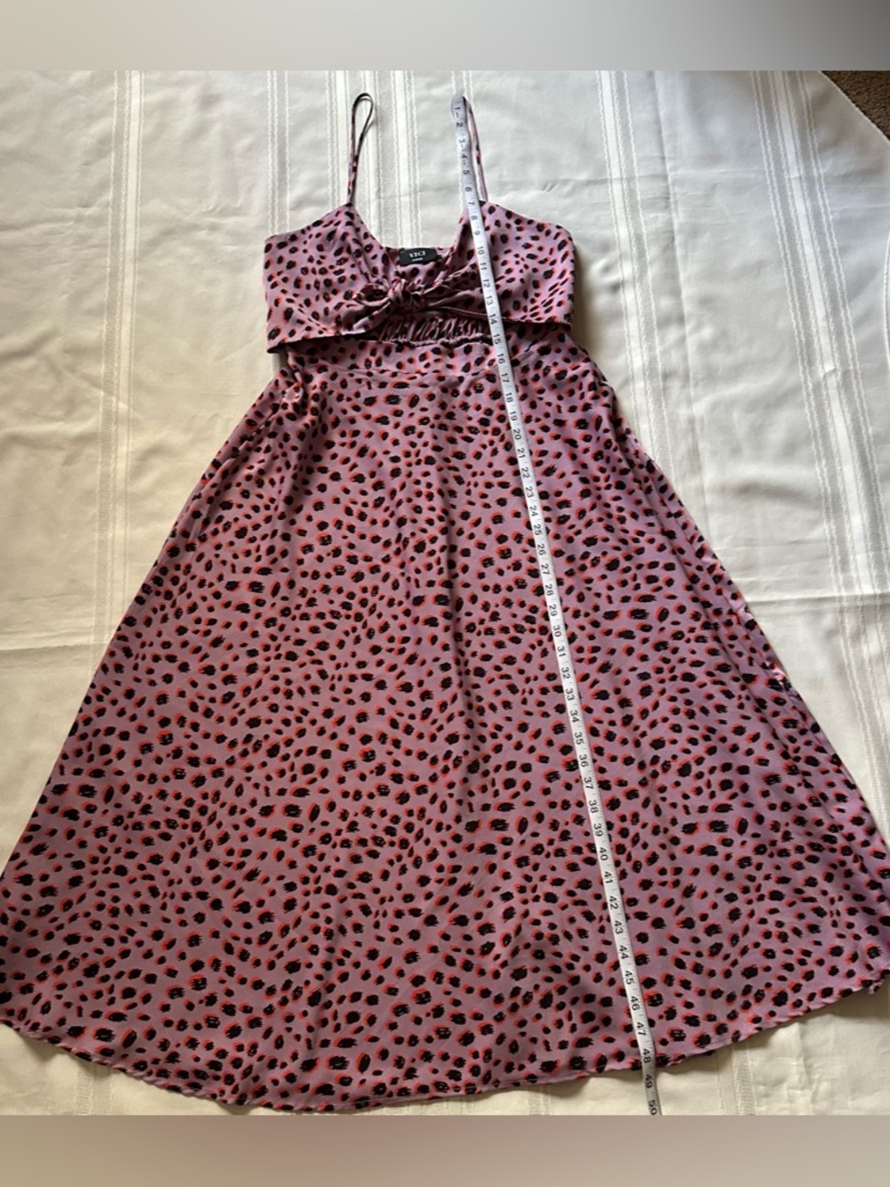 Vici Pink & Black Leopard Print Cutout Knot Maxi Dress Size L - Picture 10 of 12